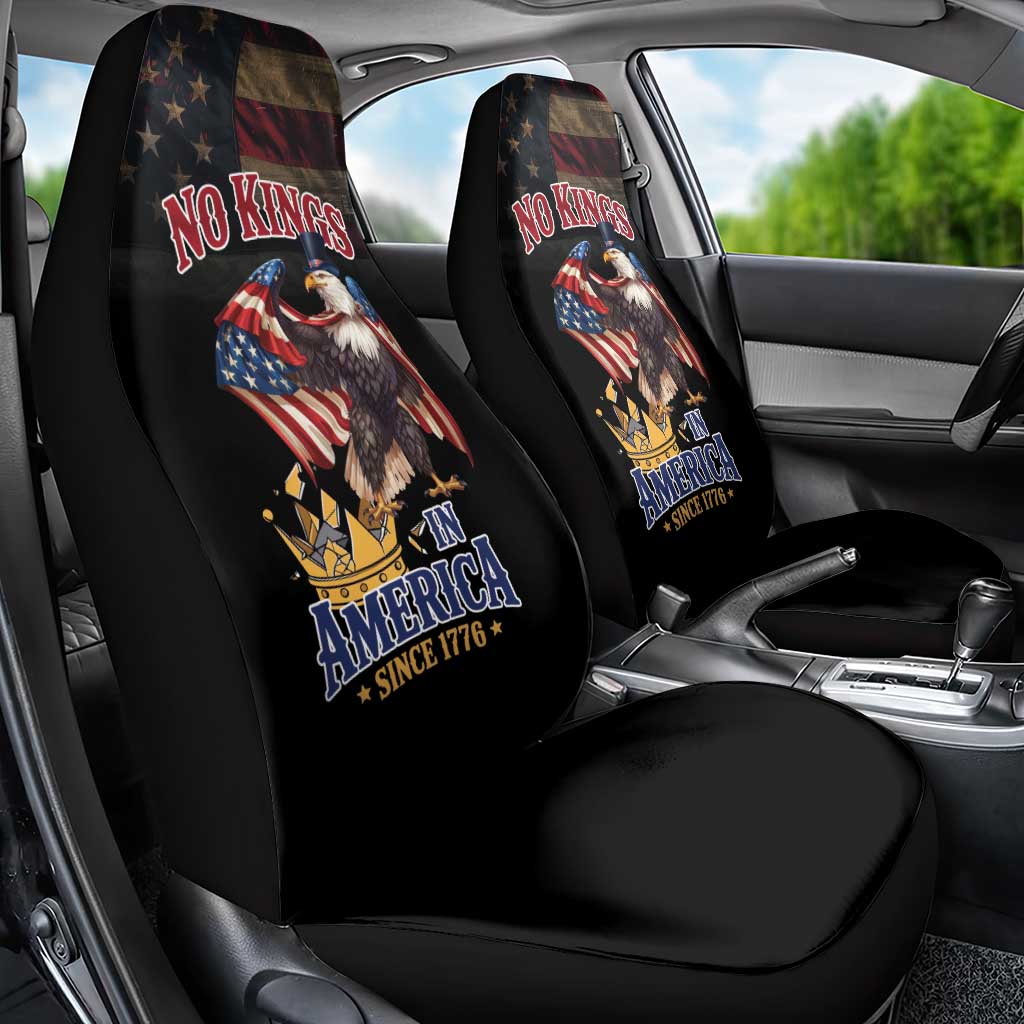 No Kings In America Since 1776 Car Seat Cover Eagle Crushing Crown - Wonder Print Shop