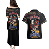 No Kings In America Since 1776 Couples Matching Puletasi and Hawaiian Shirt Eagle Crushing Crown - Wonder Print Shop