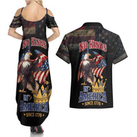 No Kings In America Since 1776 Couples Matching Summer Maxi Dress and Hawaiian Shirt Eagle Crushing Crown - Wonder Print Shop