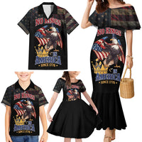No Kings In America Since 1776 Family Matching Mermaid Dress and Hawaiian Shirt Eagle Crushing Crown - Wonder Print Shop