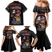 No Kings In America Since 1776 Family Matching Mermaid Dress and Hawaiian Shirt Eagle Crushing Crown - Wonder Print Shop