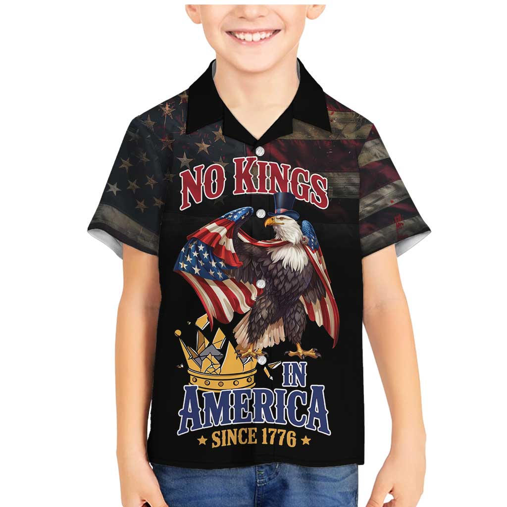 No Kings In America Since 1776 Family Matching Mermaid Dress and Hawaiian Shirt Eagle Crushing Crown - Wonder Print Shop