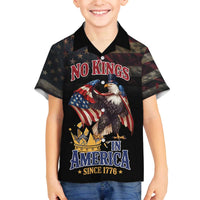 No Kings In America Since 1776 Family Matching Off The Shoulder Long Sleeve Dress and Hawaiian Shirt Eagle Crushing Crown - Wonder Print Shop