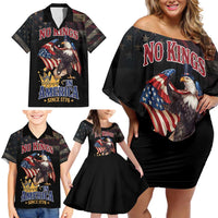 No Kings In America Since 1776 Family Matching Off Shoulder Short Dress and Hawaiian Shirt Eagle Crushing Crown - Wonder Print Shop