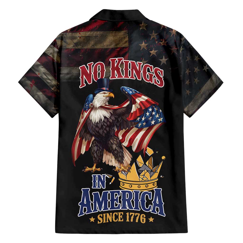 No Kings In America Since 1776 Family Matching Off Shoulder Short Dress and Hawaiian Shirt Eagle Crushing Crown - Wonder Print Shop