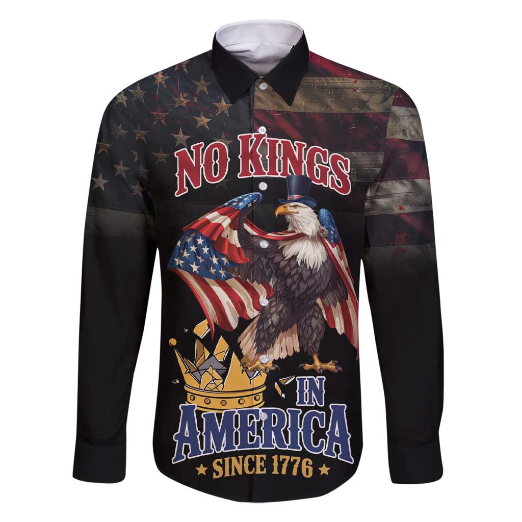 No Kings In America Since 1776 Family Matching Short Sleeve Bodycon Dress and Hawaiian Shirt Eagle Crushing Crown - Wonder Print Shop