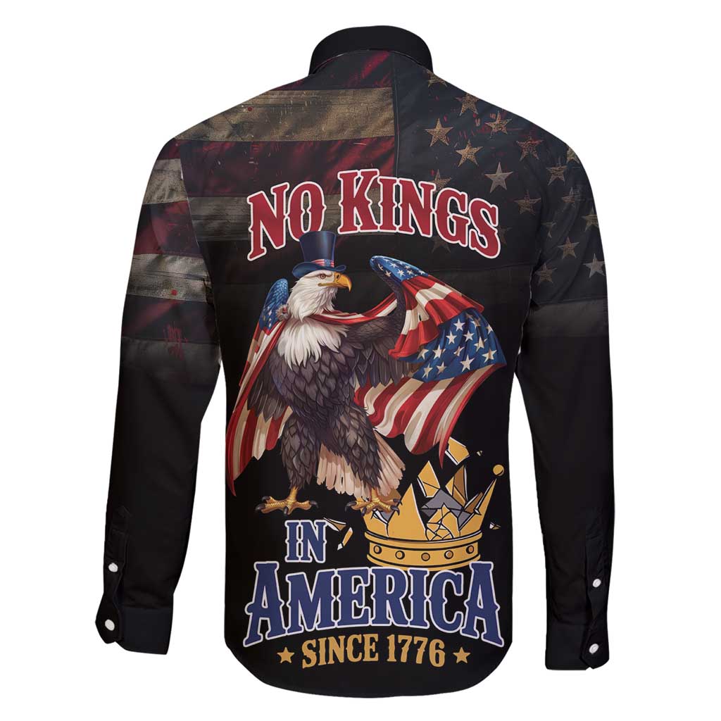 No Kings In America Since 1776 Family Matching Short Sleeve Bodycon Dress and Hawaiian Shirt Eagle Crushing Crown - Wonder Print Shop