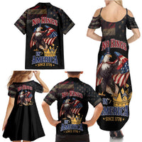 No Kings In America Since 1776 Family Matching Summer Maxi Dress and Hawaiian Shirt Eagle Crushing Crown - Wonder Print Shop