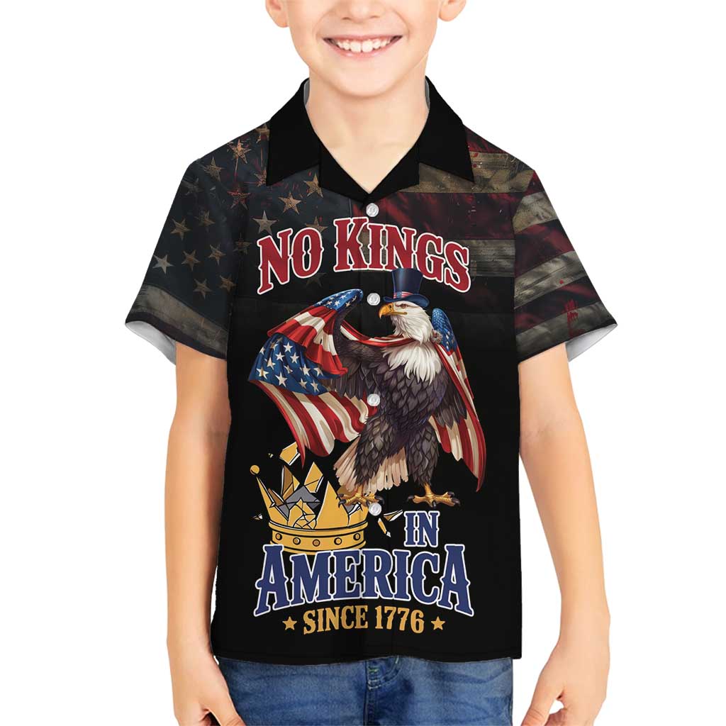 No Kings In America Since 1776 Family Matching Summer Maxi Dress and Hawaiian Shirt Eagle Crushing Crown - Wonder Print Shop