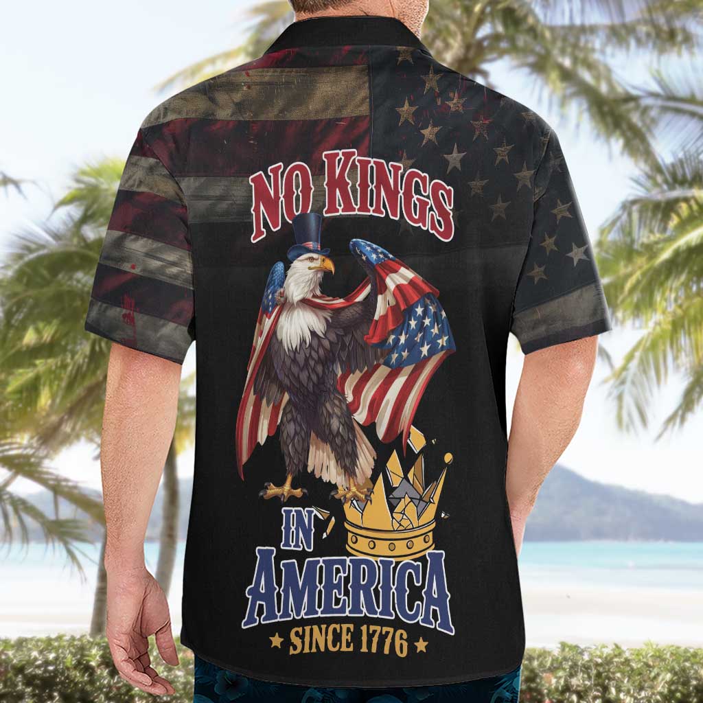 No Kings In America Since 1776 Hawaiian Shirt Eagle Crushing Crown - Wonder Print Shop