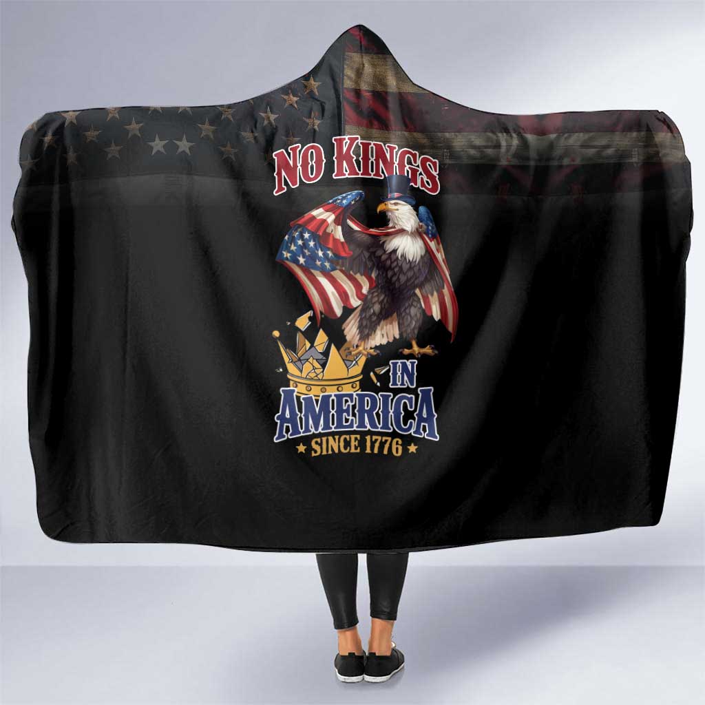 No Kings In America Since 1776 Hooded Blanket Eagle Crushing Crown - Wonder Print Shop