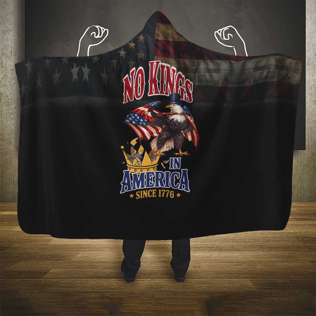No Kings In America Since 1776 Hooded Blanket Eagle Crushing Crown - Wonder Print Shop