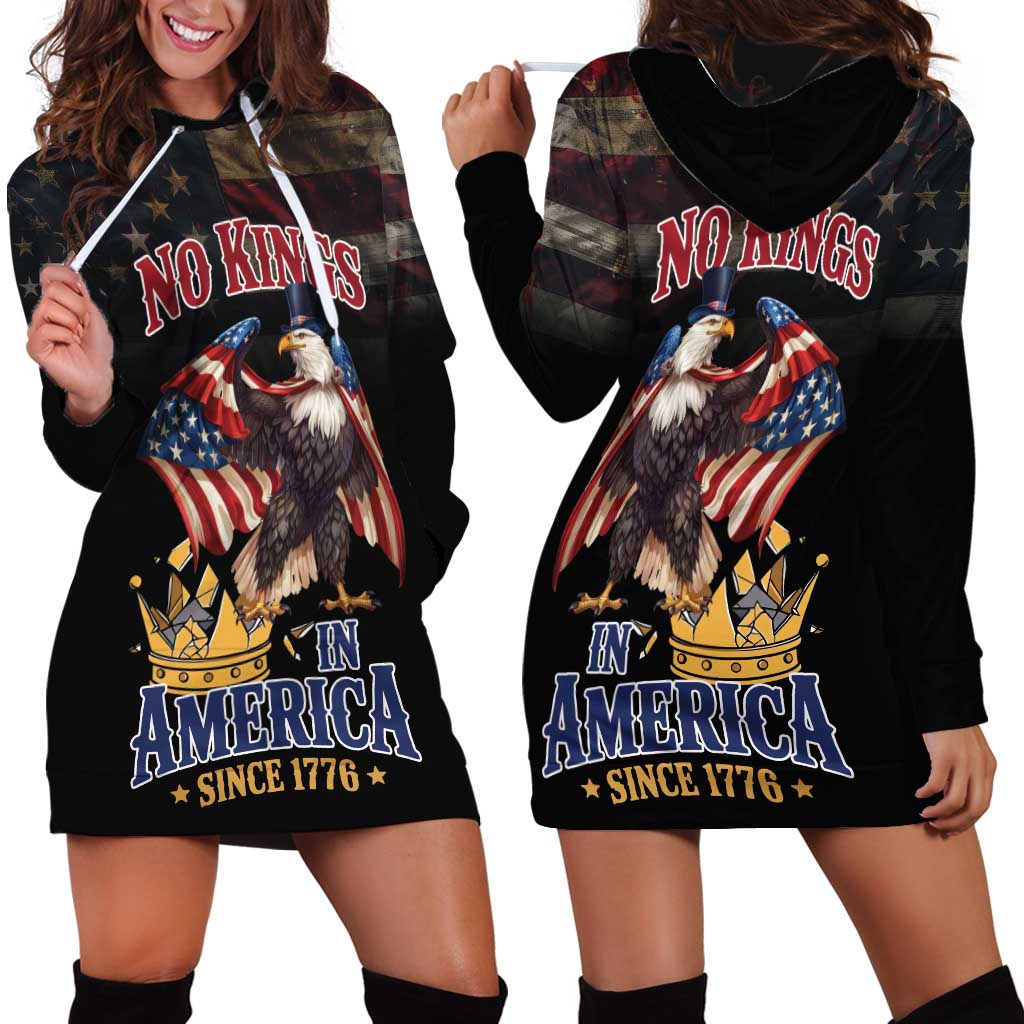 No Kings In America Since 1776 Hoodie Dress Eagle Crushing Crown - Wonder Print Shop