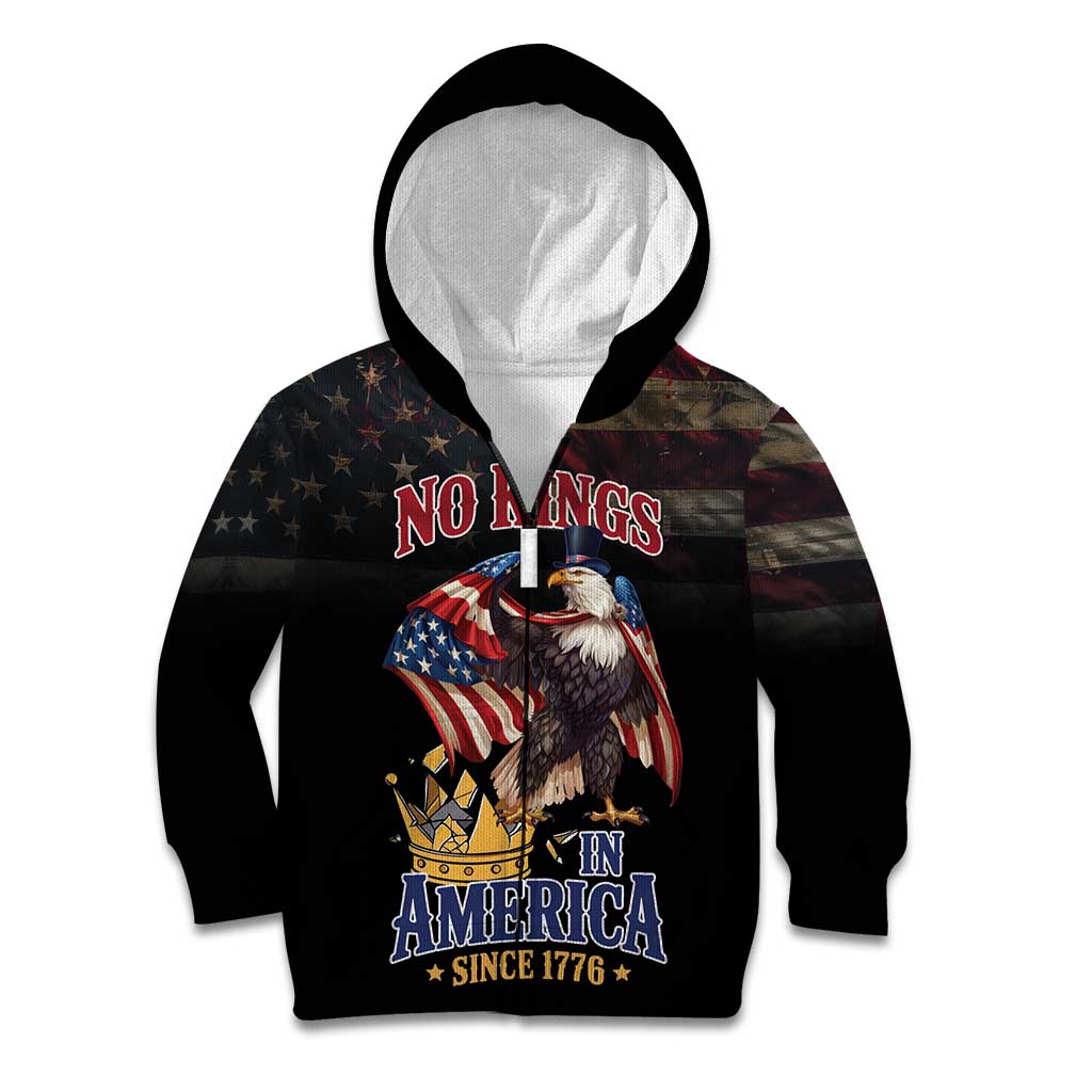 No Kings In America Since 1776 Kid Hoodie Eagle Crushing Crown - Wonder Print Shop