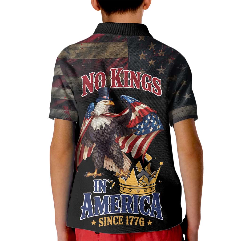 No Kings In America Since 1776 Kid Polo Shirt Eagle Crushing Crown - Wonder Print Shop