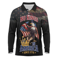 No Kings In America Since 1776 Long Sleeve Polo Shirt Eagle Crushing Crown - Wonder Print Shop