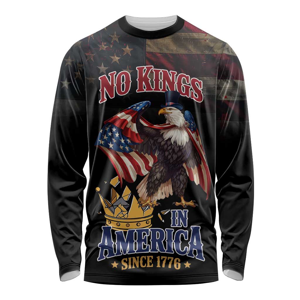 No Kings In America Since 1776 Long Sleeve Shirt Eagle Crushing Crown - Wonder Print Shop