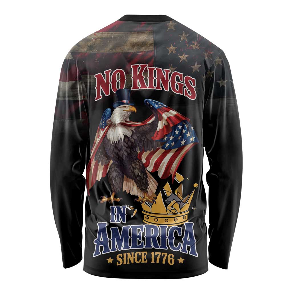 No Kings In America Since 1776 Long Sleeve Shirt Eagle Crushing Crown - Wonder Print Shop