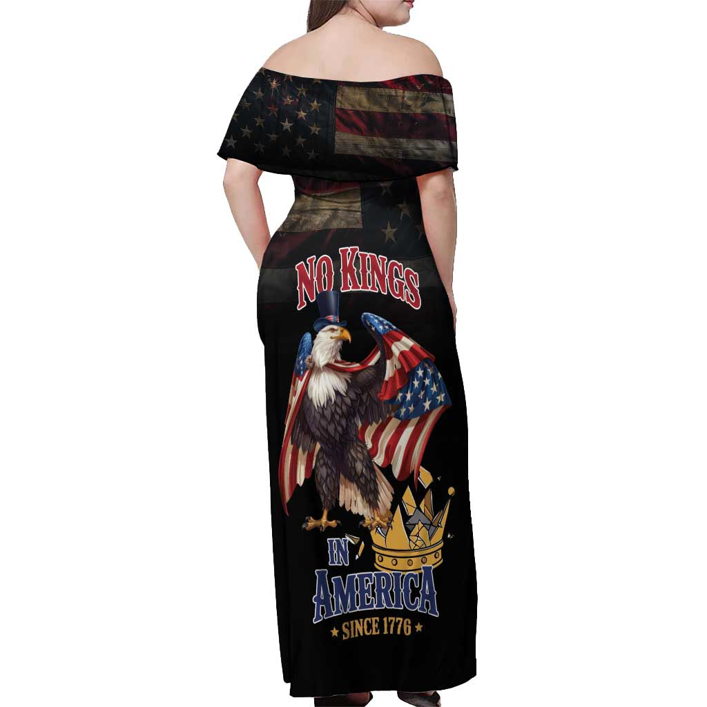 No Kings In America Since 1776 Off Shoulder Maxi Dress Eagle Crushing Crown - Wonder Print Shop