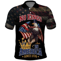 No Kings In America Since 1776 Polo Shirt Eagle Crushing Crown - Wonder Print Shop