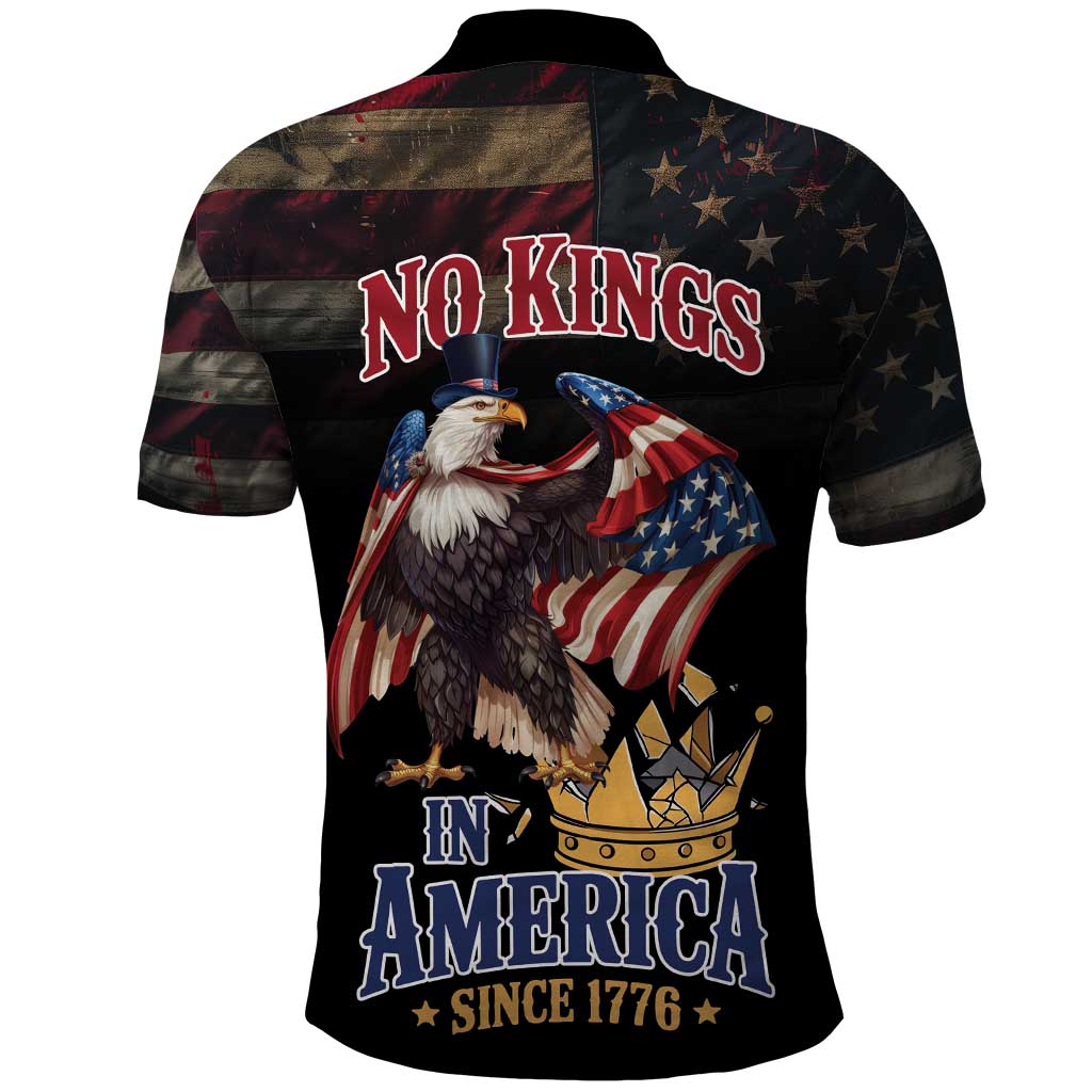No Kings In America Since 1776 Polo Shirt Eagle Crushing Crown - Wonder Print Shop