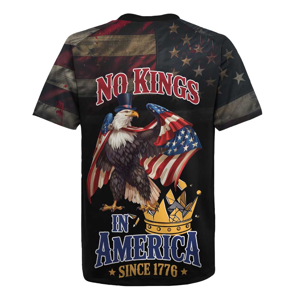 No Kings In America Since 1776 Rugby Jersey Eagle Crushing Crown - Wonder Print Shop
