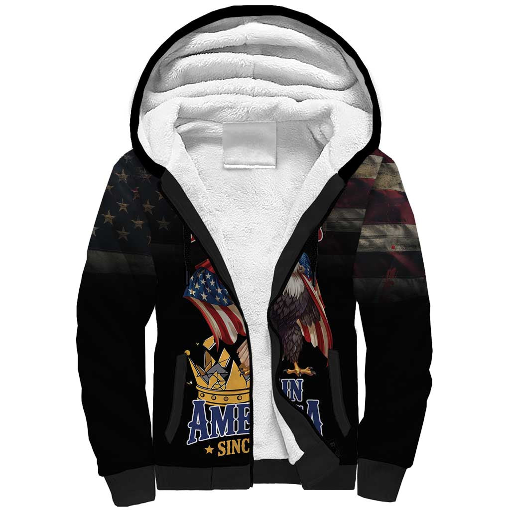 No Kings In America Since 1776 Sherpa Hoodie Eagle Crushing Crown - Wonder Print Shop