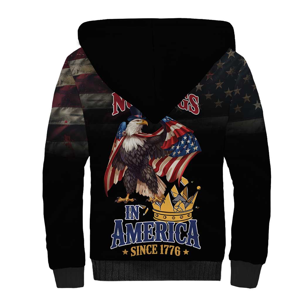 No Kings In America Since 1776 Sherpa Hoodie Eagle Crushing Crown - Wonder Print Shop