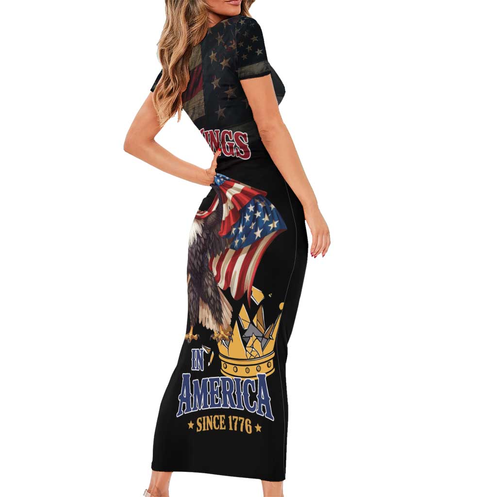 No Kings In America Since 1776 Short Sleeve Bodycon Dress Eagle Crushing Crown - Wonder Print Shop