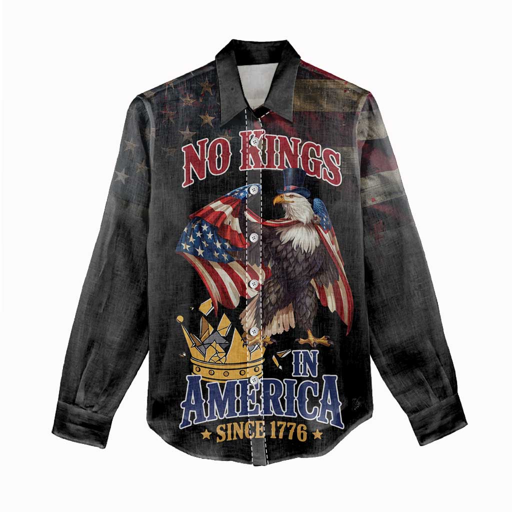 No Kings In America Since 1776 Women Casual Shirt Eagle Crushing Crown - Wonder Print Shop