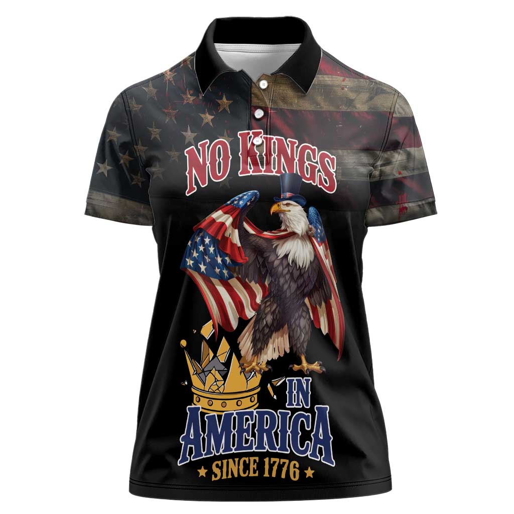 No Kings In America Since 1776 Women Polo Shirt Eagle Crushing Crown - Wonder Print Shop