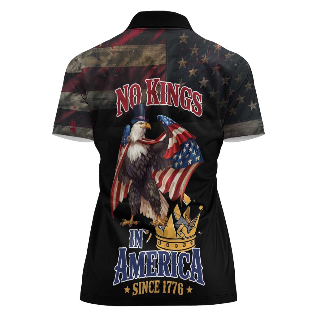 No Kings In America Since 1776 Women Polo Shirt Eagle Crushing Crown - Wonder Print Shop