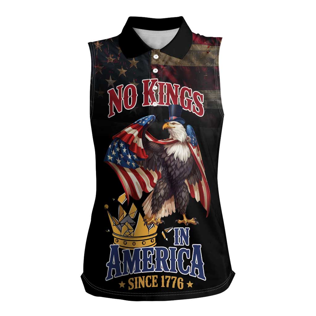 No Kings In America Since 1776 Women Sleeveless Polo Shirt Eagle Crushing Crown - Wonder Print Shop