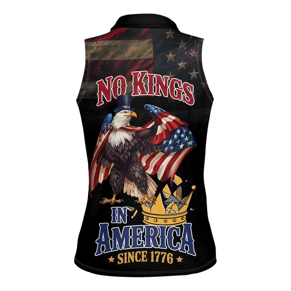 No Kings In America Since 1776 Women Sleeveless Polo Shirt Eagle Crushing Crown - Wonder Print Shop