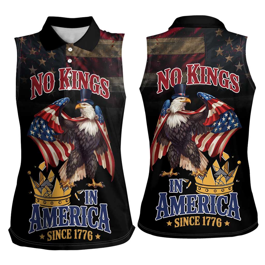 No Kings In America Since 1776 Women Sleeveless Polo Shirt Eagle Crushing Crown - Wonder Print Shop