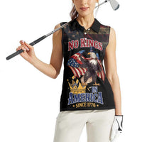 No Kings In America Since 1776 Women Sleeveless Polo Shirt Eagle Crushing Crown - Wonder Print Shop