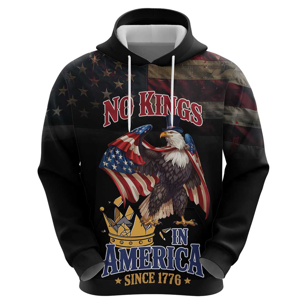 No Kings In America Since 1776 Zip Hoodie Eagle Crushing Crown - Wonder Print Shop