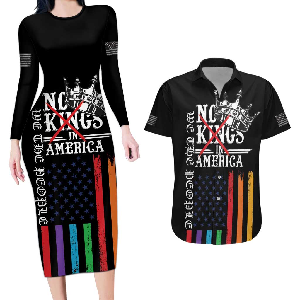 No Kings In America LGBT Couples Matching Long Sleeve Bodycon Dress and Hawaiian Shirt We the People Say No - Wonder Print Shop