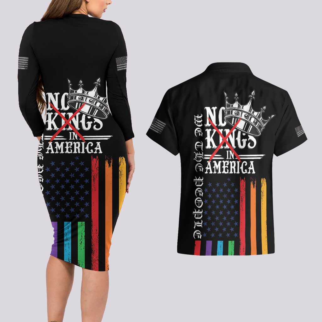 No Kings In America LGBT Couples Matching Long Sleeve Bodycon Dress and Hawaiian Shirt We the People Say No - Wonder Print Shop