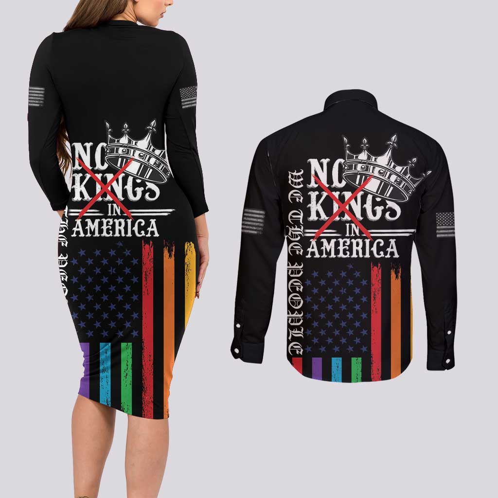 No Kings In America LGBT Couples Matching Long Sleeve Bodycon Dress and Long Sleeve Button Shirt We the People Say No - Wonder Print Shop