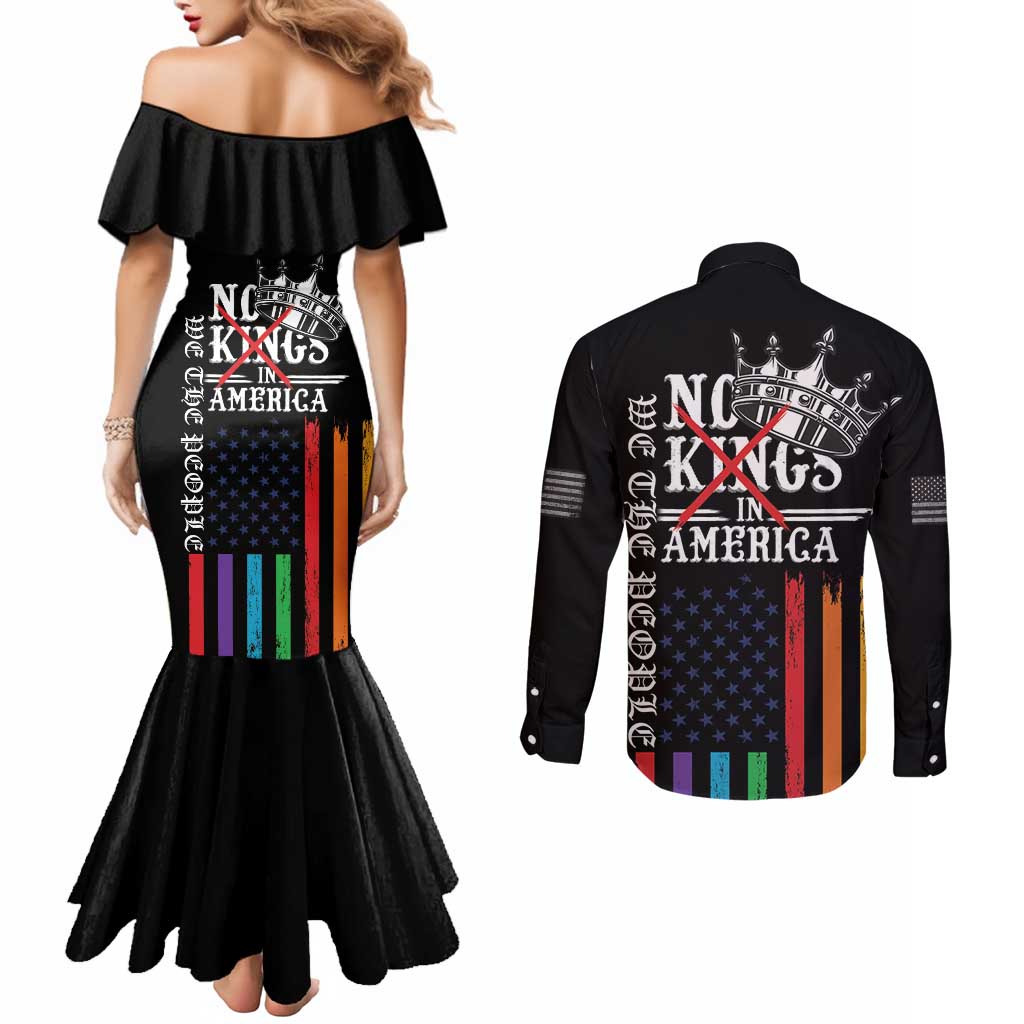 No Kings In America LGBT Couples Matching Mermaid Dress and Long Sleeve Button Shirt We the People Say No - Wonder Print Shop
