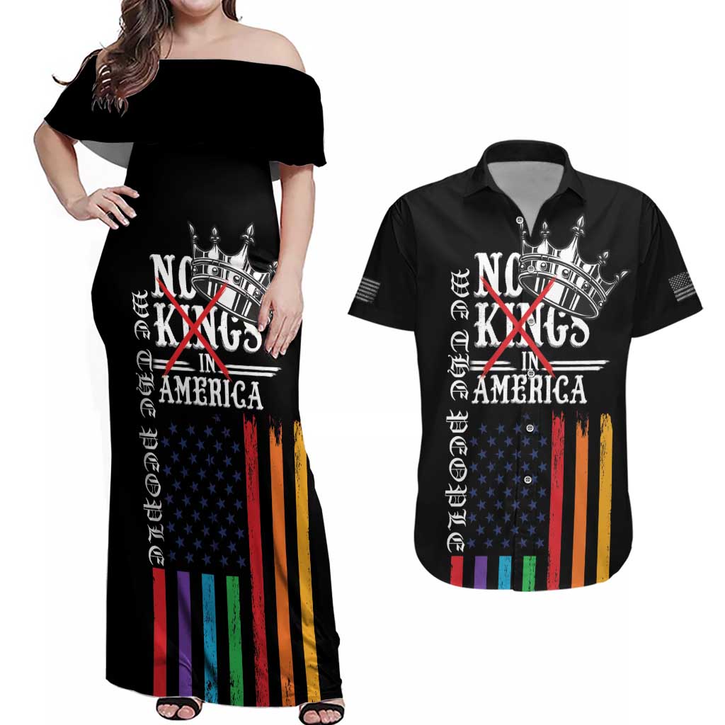 No Kings In America LGBT Couples Matching Off Shoulder Maxi Dress and Hawaiian Shirt We the People Say No - Wonder Print Shop