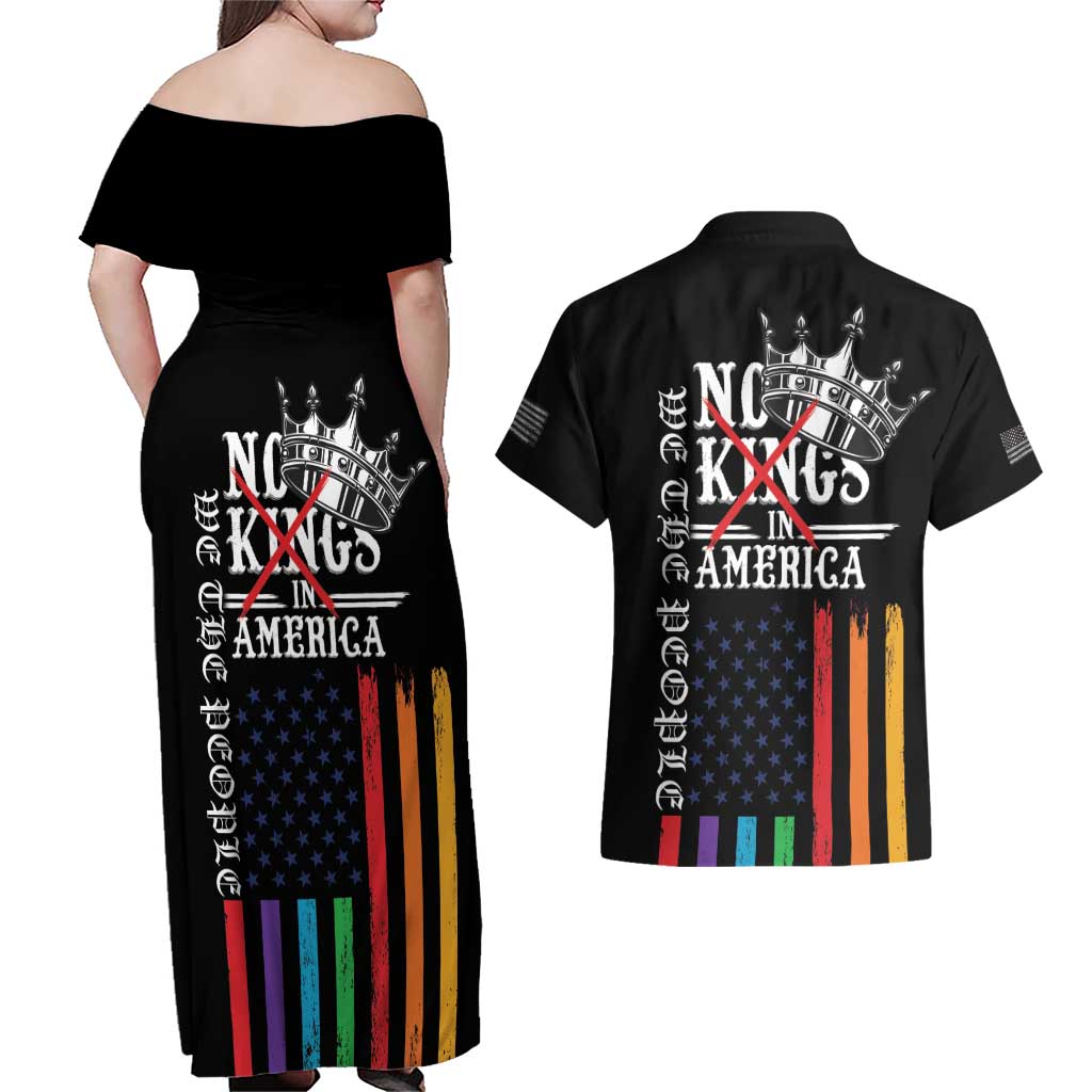 No Kings In America LGBT Couples Matching Off Shoulder Maxi Dress and Hawaiian Shirt We the People Say No - Wonder Print Shop