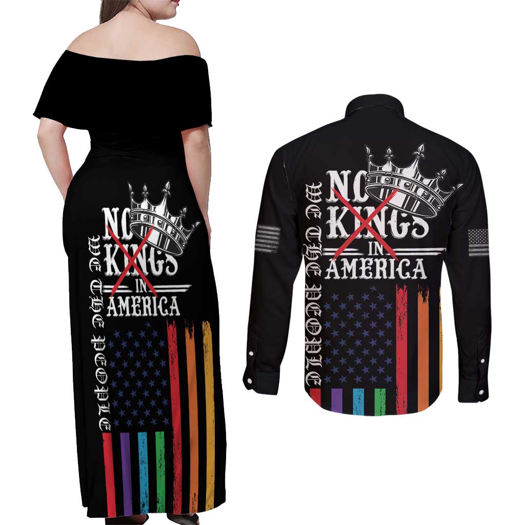 No Kings In America LGBT Couples Matching Off Shoulder Maxi Dress and Long Sleeve Button Shirt We the People Say No - Wonder Print Shop