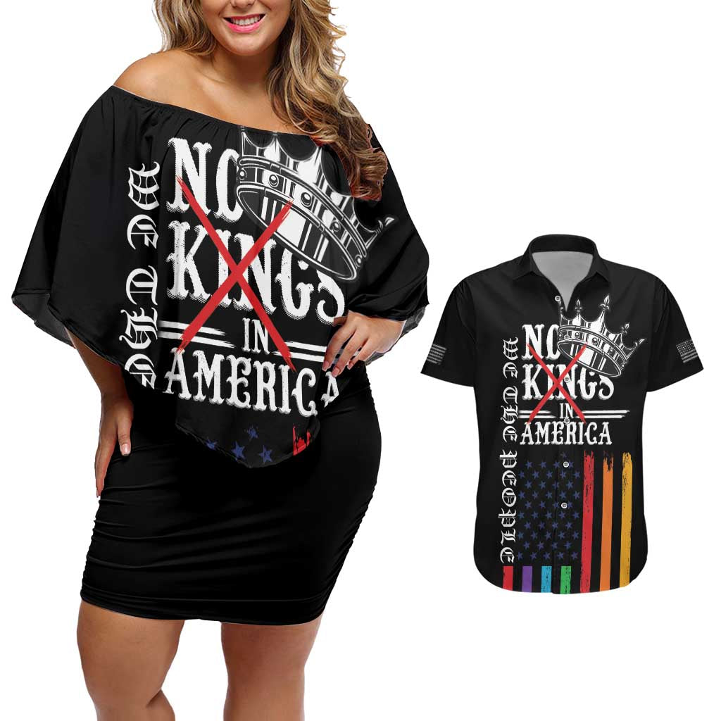 No Kings In America LGBT Couples Matching Off Shoulder Short Dress and Hawaiian Shirt We the People Say No - Wonder Print Shop