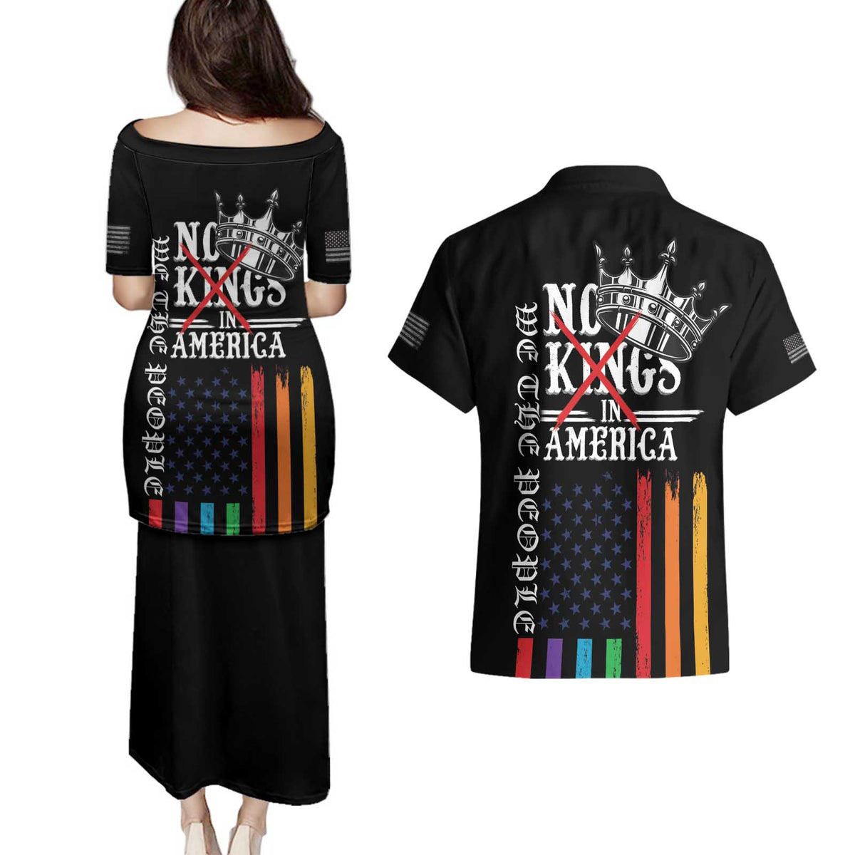 No Kings In America LGBT Couples Matching Puletasi and Hawaiian Shirt We the People Say No - Wonder Print Shop