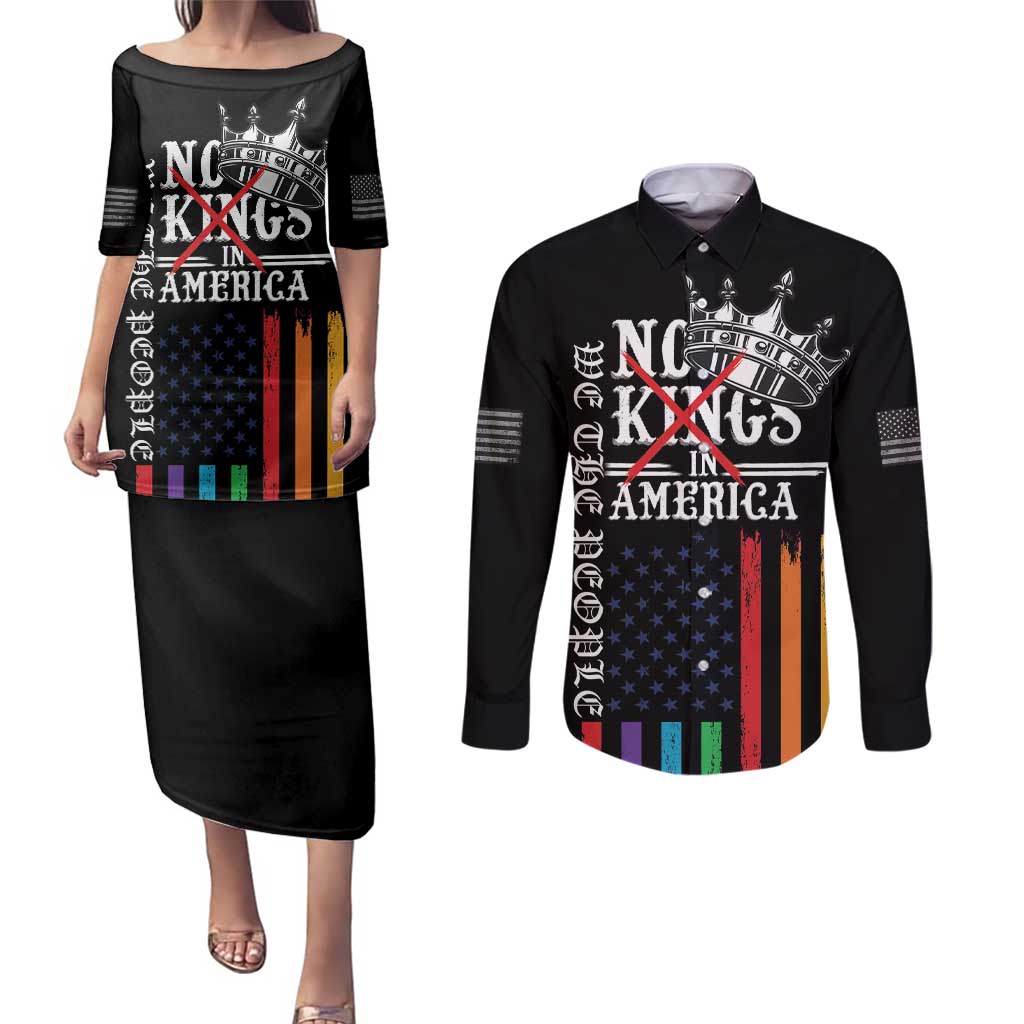 No Kings In America LGBT Couples Matching Puletasi and Long Sleeve Button Shirt We the People Say No - Wonder Print Shop
