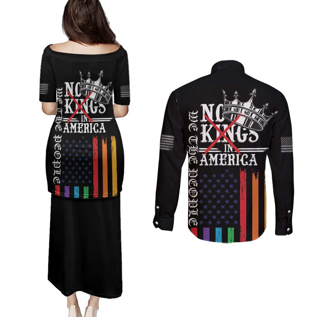 No Kings In America LGBT Couples Matching Puletasi and Long Sleeve Button Shirt We the People Say No - Wonder Print Shop