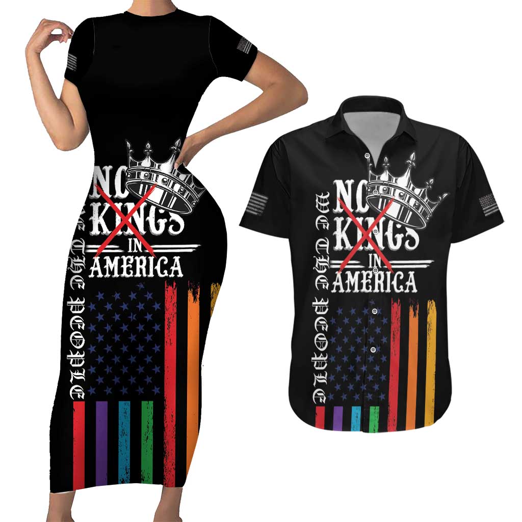 No Kings In America LGBT Couples Matching Short Sleeve Bodycon Dress and Hawaiian Shirt We the People Say No - Wonder Print Shop