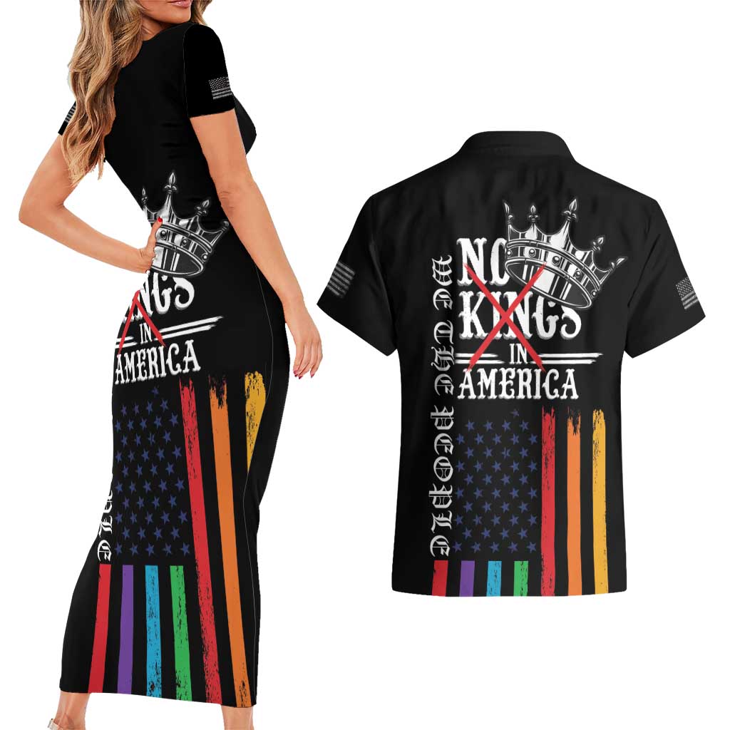 No Kings In America LGBT Couples Matching Short Sleeve Bodycon Dress and Hawaiian Shirt We the People Say No - Wonder Print Shop
